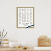 Hochzeitskarte für Burlap- und Navy-Blue-Bow Poster (Küche)
