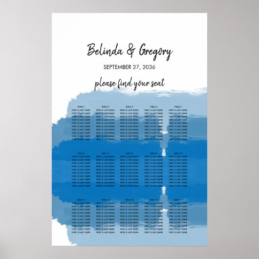 Hochzeitskarte für das blaue Wasser des Strandes Poster (Vorne)