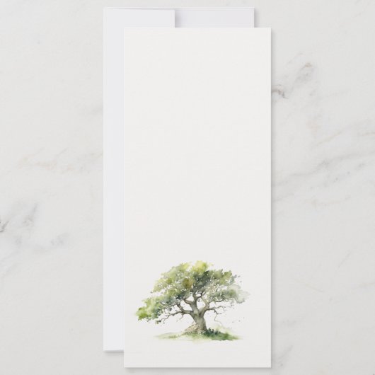 Hochzeitskarte für das grüne Aquarelleichen Einladung (Rückseite)