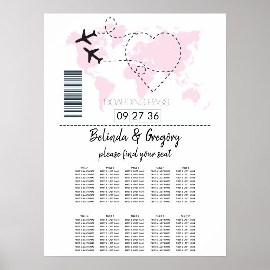 Hochzeitskarte für den Boarding des Zielortes Poster (Vorne)