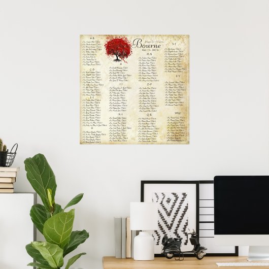 Hochzeitskarte für den Rotherz-Damast Poster (Heimbüro)