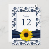 Hochzeitskarte für den weißen SonnenblumenDamast d Postkarte (Vorne/Hinten)