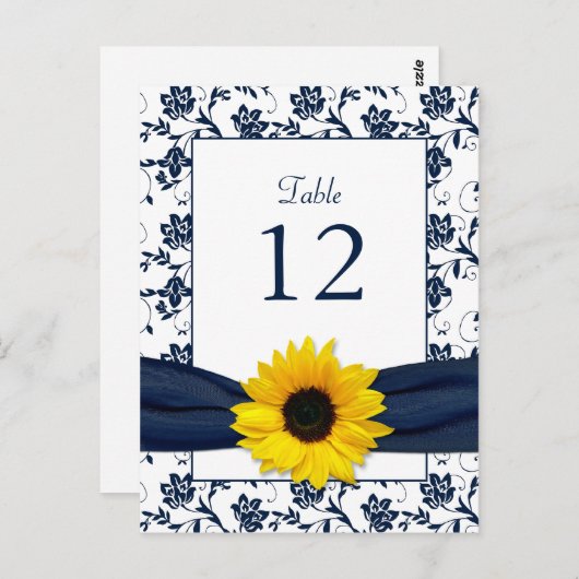 Hochzeitskarte für den weißen SonnenblumenDamast d Postkarte (Vorne/Hinten)