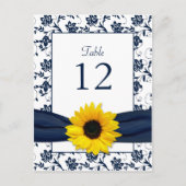 Hochzeitskarte für den weißen SonnenblumenDamast d Postkarte (Vorderseite)