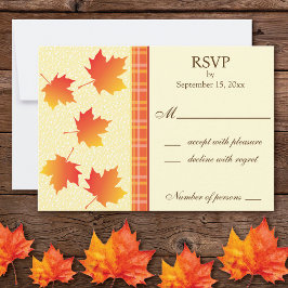 Hochzeitskarte für die Herbstsaison - Blätter RSVP Karte