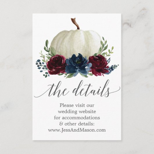 Hochzeitskarte für die Hochzeitswebsite von Navy B Begleitkarte (Vorderseite)