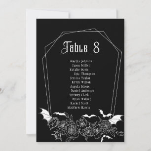 Hochzeitskarte für die schwarz-gotische Tischnumme