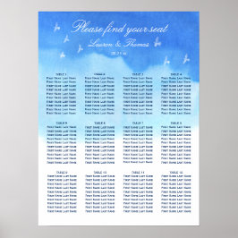 Hochzeitskarte für Doves & Blue Watercolor Poster