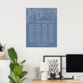 Hochzeitskarte für duftige blaue Flora mit 8 Tisch Poster (Heimbüro)