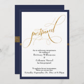 Hochzeitskarte für Elegante Marine und Gold Streif Einladung (Vorne/Hinten)