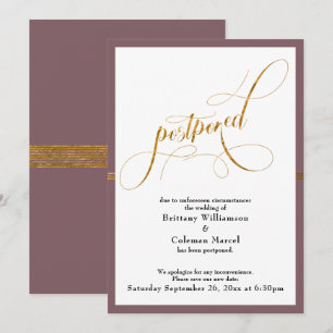 Hochzeitskarte für Elegante Mauve & Gold Streifen Einladung