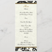 Hochzeitskarte für Elfenbein, Gold, Black Damask Menükarte (Rückseite)