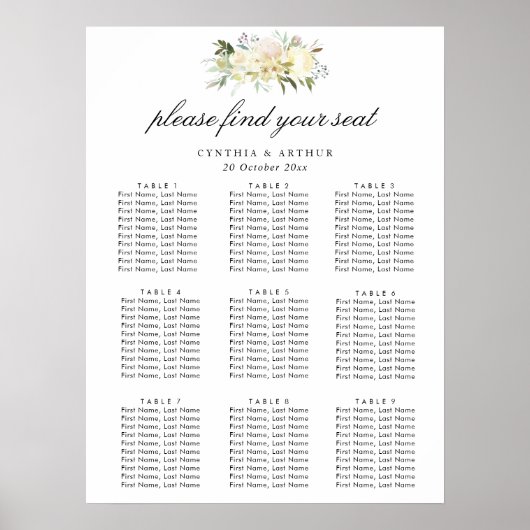 Hochzeitskarte für Elfenbeinblumen Poster (Vorne)