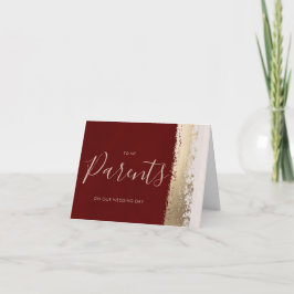 Hochzeitskarte für Eltern, Burgund, Goldfolie Karte