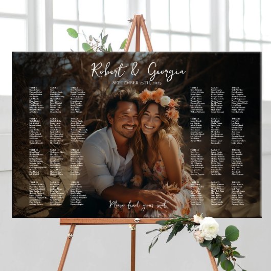 Hochzeitskarte für Fotos - eleganter Sitzplan Poster