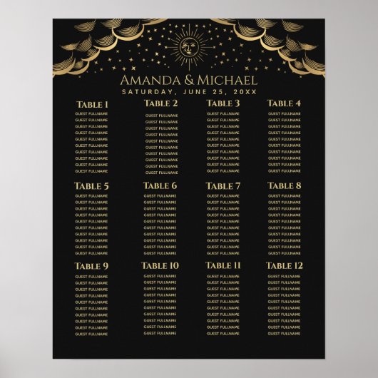 Hochzeitskarte für Gold Sun- und Moon-Tarot Poster (Vorne)