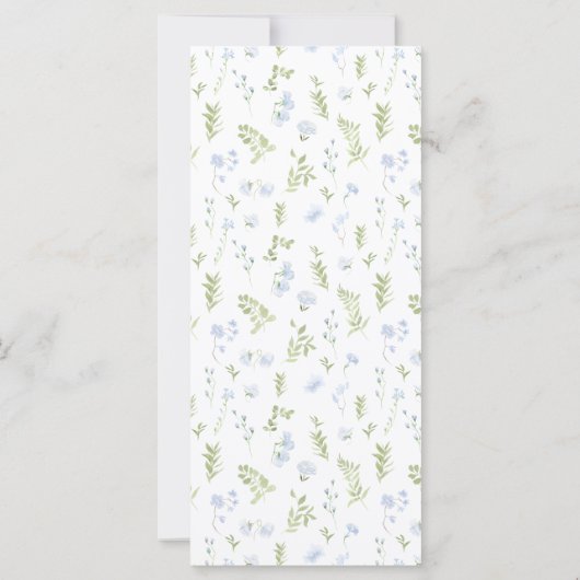 Hochzeitskarte für hellblaue Frühlingsblumen (Rückseite)