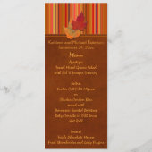 Hochzeitskarte für Herbstblätter und Streifen Menükarte (Rückseite)