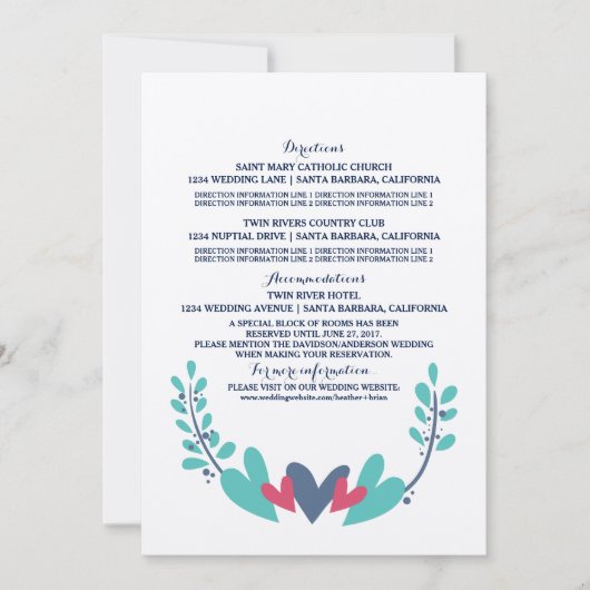 Hochzeitskarte für Herz und Reben Einladung (Vorderseite)