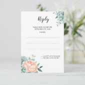 Hochzeitskarte für Hochzeiten mit Peony Succulent  RSVP Karte (Stehend Vorderseite)