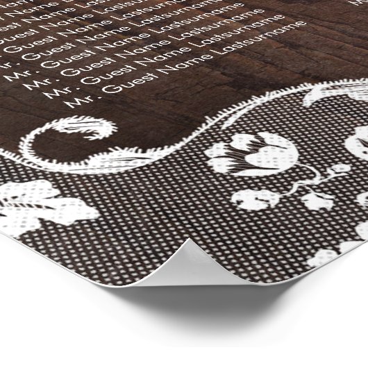 Hochzeitskarte für Holz und Spitzen Poster (Ecke)