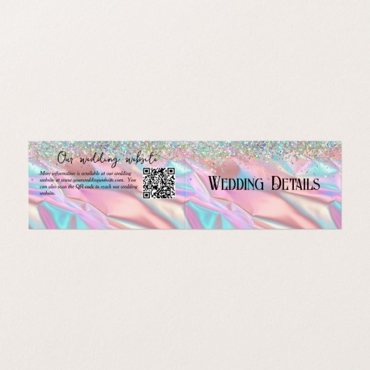 Hochzeitskarte für Iridescent Foil und Glitzer Visitenkarten (Außenseite Aufgefaltet)