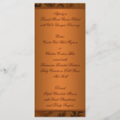 Hochzeitskarte für Kupfer und braune Damaskus Menükarte (Rückseite)