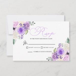 Hochzeitskarte für lila Blumenfrühlings-UAWG RSVP Karte