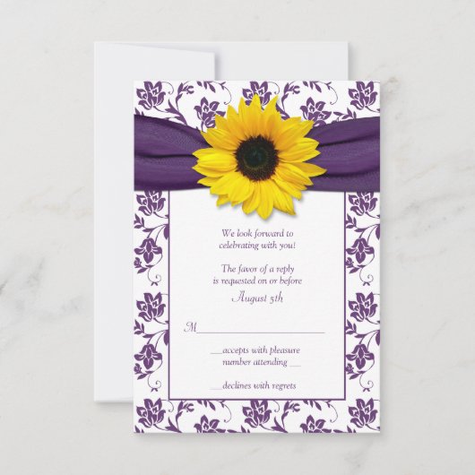 Hochzeitskarte für lila und weiße Blumenkorbmatte RSVP Karte (Vorderseite)