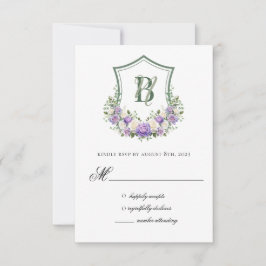 Hochzeitskarte für lila weißes Wappen RSVP Karte
