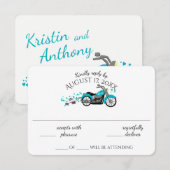 Hochzeitskarte für Motorrad und Herz RSVP Karte (Vorne/Hinten)