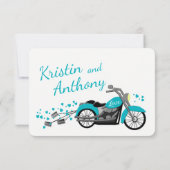 Hochzeitskarte für Motorrad und Herz RSVP Karte (Rückseite)