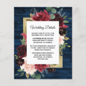Hochzeitskarte für Navy Blue Burgundy Blush (Vorderseite)