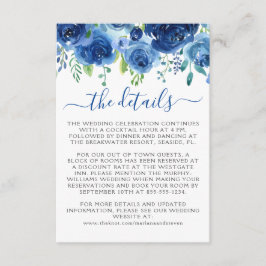 Hochzeitskarte für Navy Blue Floral Begleitkarte