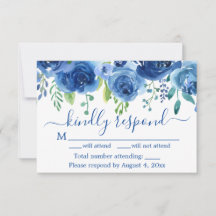 Hochzeitskarte für Navy Blue Floral