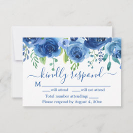 Hochzeitskarte für Navy Blue Floral Dankeskarte