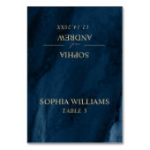 Hochzeitskarte für Navy Blue & Gold Tischnummer (Vorderseite)