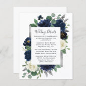Hochzeitskarte für Navy Blue und Silver Ivory (Vorne/Hinten)