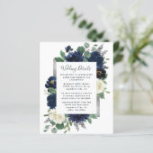 Hochzeitskarte für Navy Blue und Silver Ivory (Stehend Vorderseite)