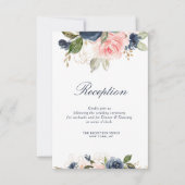 Hochzeitskarte für Navy & Blush-Blume RSVP Karte (Vorderseite)