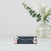 Hochzeitskarte für Navy & Blush, bordeauxrote, blu Mini Visitenkarte (Stehend Vorderseite)