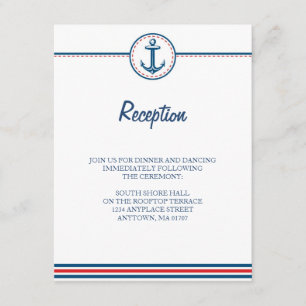 Hochzeitskarte für Navy/Red Nautical Theme Begleitkarte