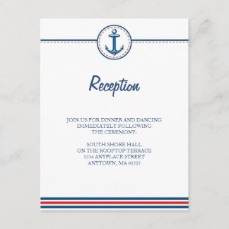 Hochzeitskarte für Navy/Red Nautical Theme Begleitkarte
