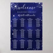 Hochzeitskarte für Navy-Silber-Glitzer Poster (Vorne)