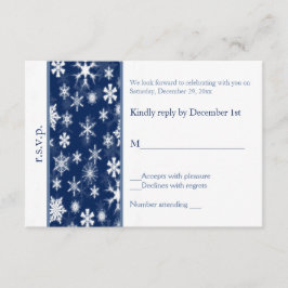 Hochzeitskarte für Navy und Weiße Schneeflocken RSVP Karte