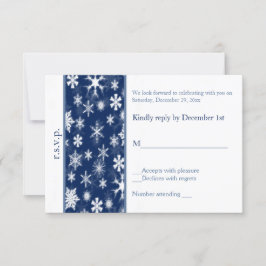 Hochzeitskarte für Navy und Weiße Schneeflocken RSVP Karte