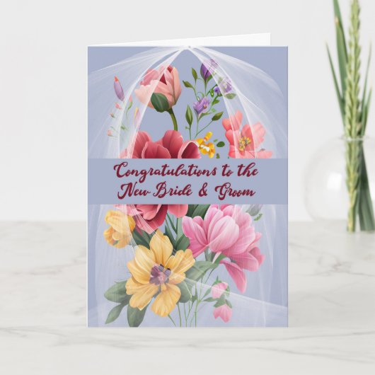 Hochzeitskarte für New Bride & Groom mit Blume Dankeskarte (Vorderseite)