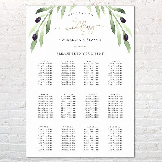 Hochzeitskarte für Olivenbäume Poster