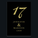 Hochzeitskarte für personalisiertes Schwarzes Gold Tischnummer<br><div class="desc">Hochzeit</div>