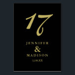 Hochzeitskarte für personalisiertes Schwarzes Gold Tischnummer<br><div class="desc">Hochzeit</div>